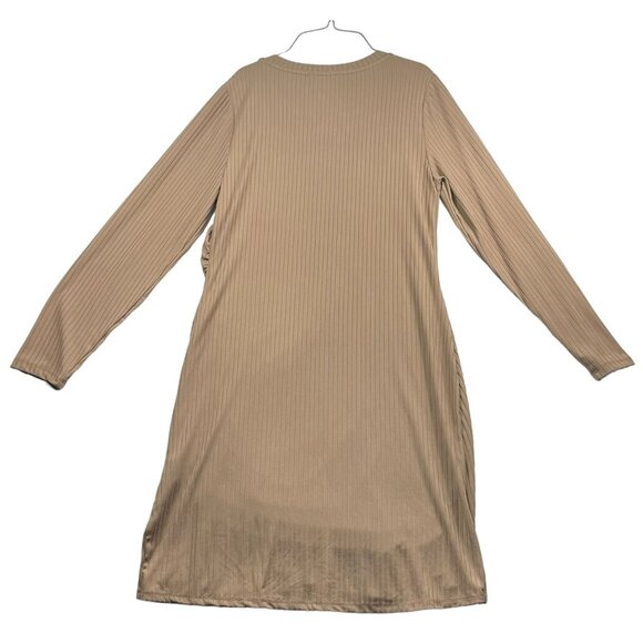 And Now This Dress Womens Plus Size 0X Brown Long Sleeve Side Ruched Stretch New - Picture 2 of 6